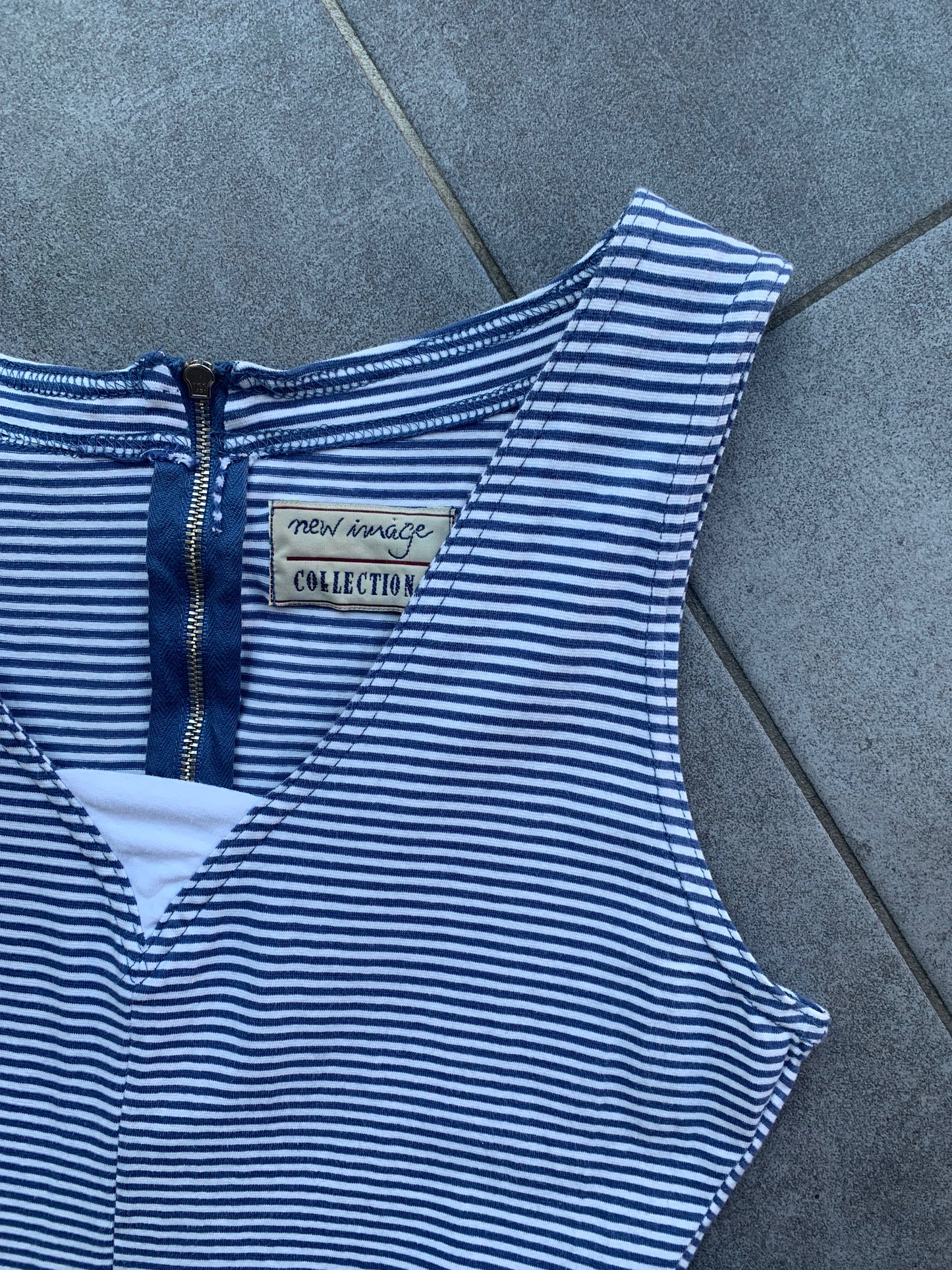 90s Vintage 'New Image Collection' Blue & White Jersey Playsuit