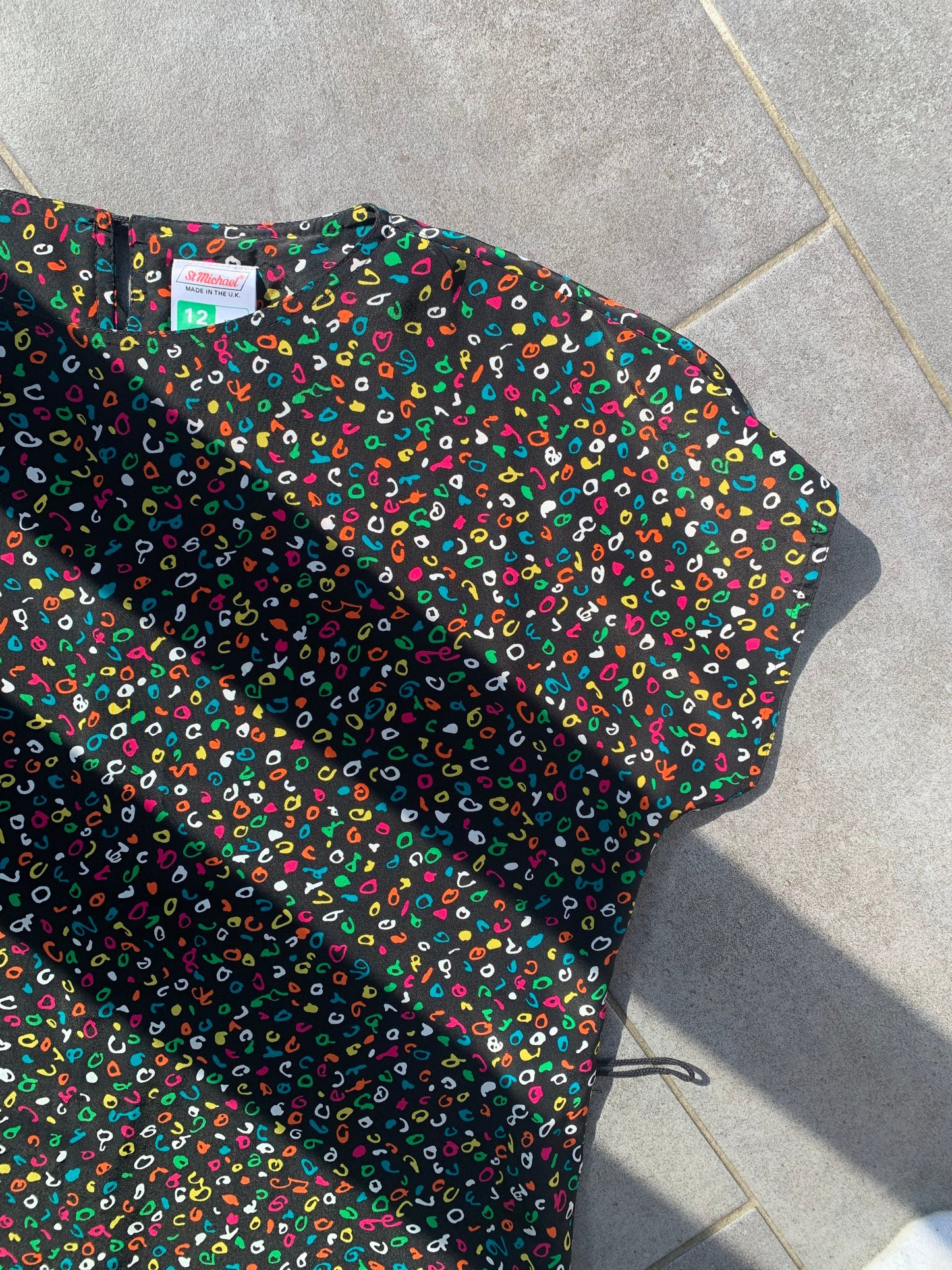 80s Vintage St Michael Multi Coloured Oversized Midi Dress