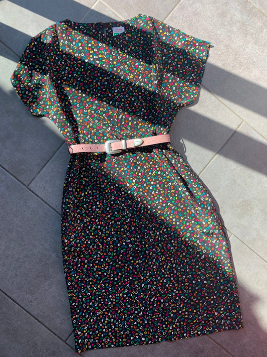 80s Vintage St Michael Multi Coloured Oversized Midi Dress