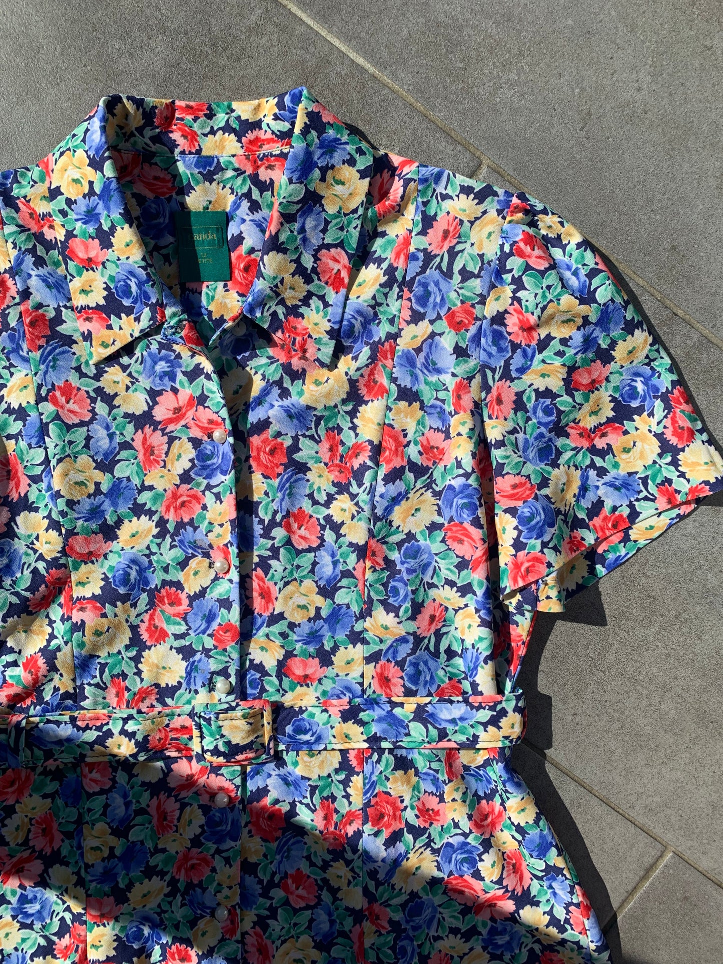 80s Vintage Canda C&A Floral Belted Tea Dress