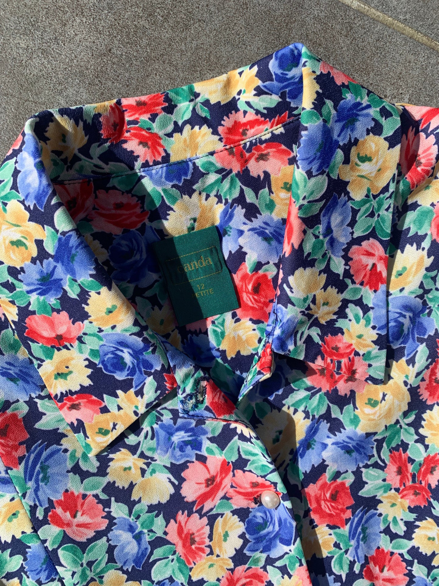 80s Vintage Canda C&A Floral Belted Tea Dress