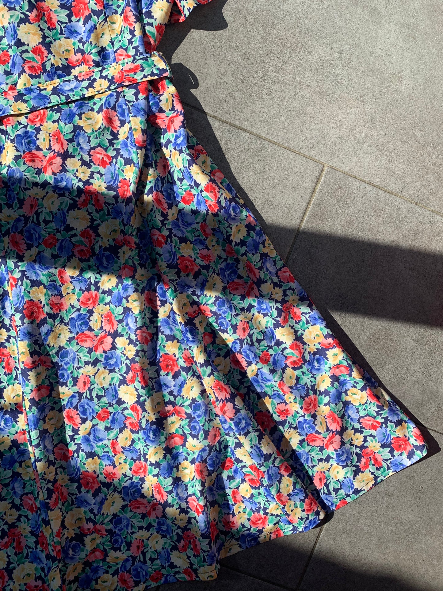 80s Vintage Canda C&A Floral Belted Tea Dress