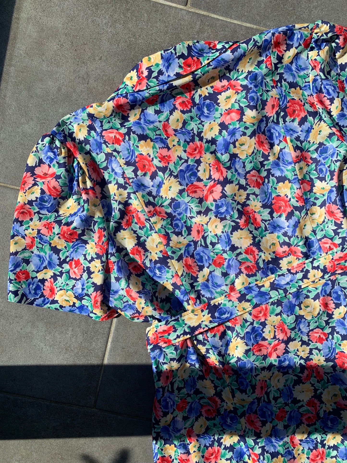 80s Vintage Canda C&A Floral Belted Tea Dress