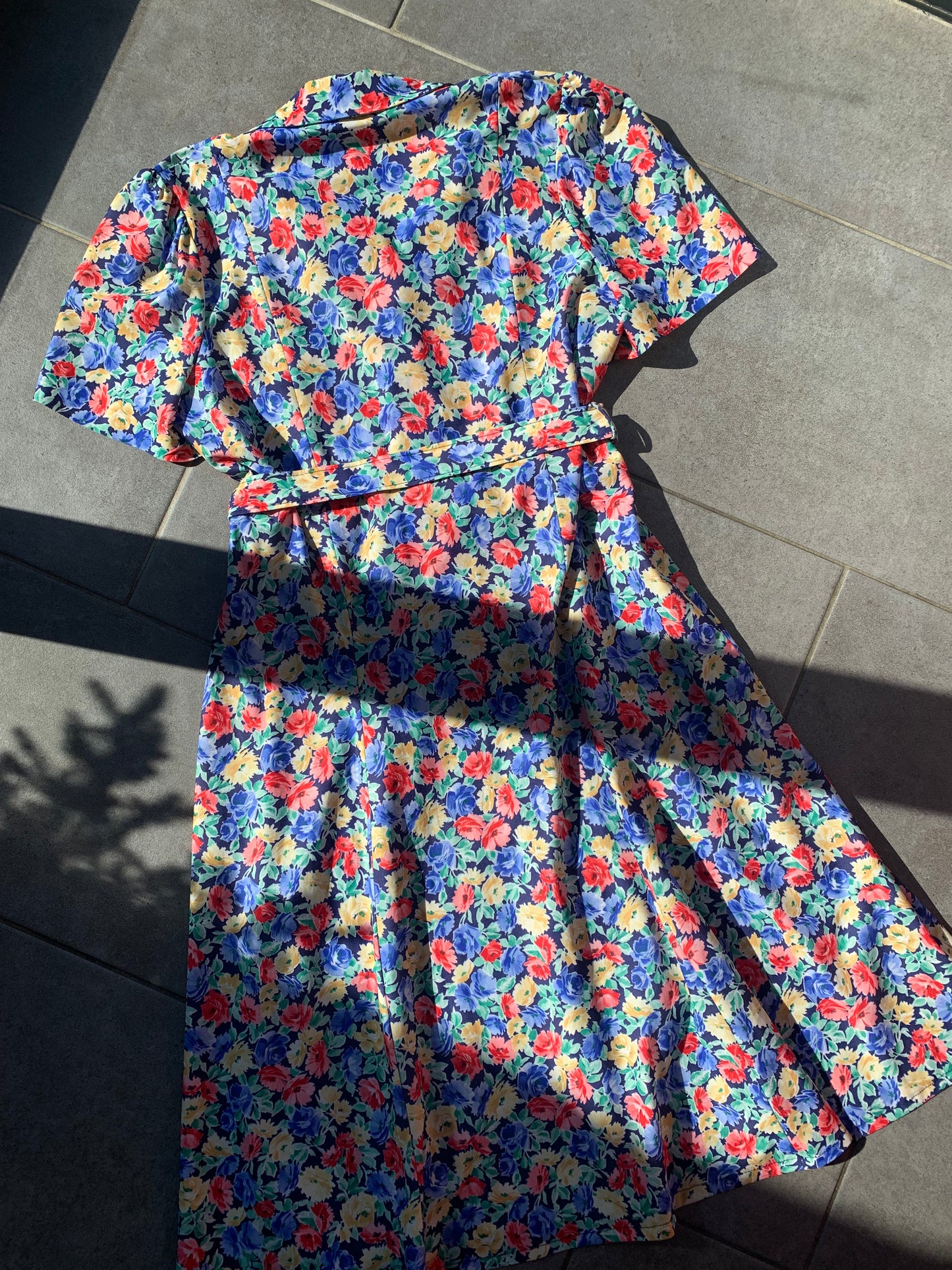 80s Vintage Canda C&A Floral Belted Tea Dress