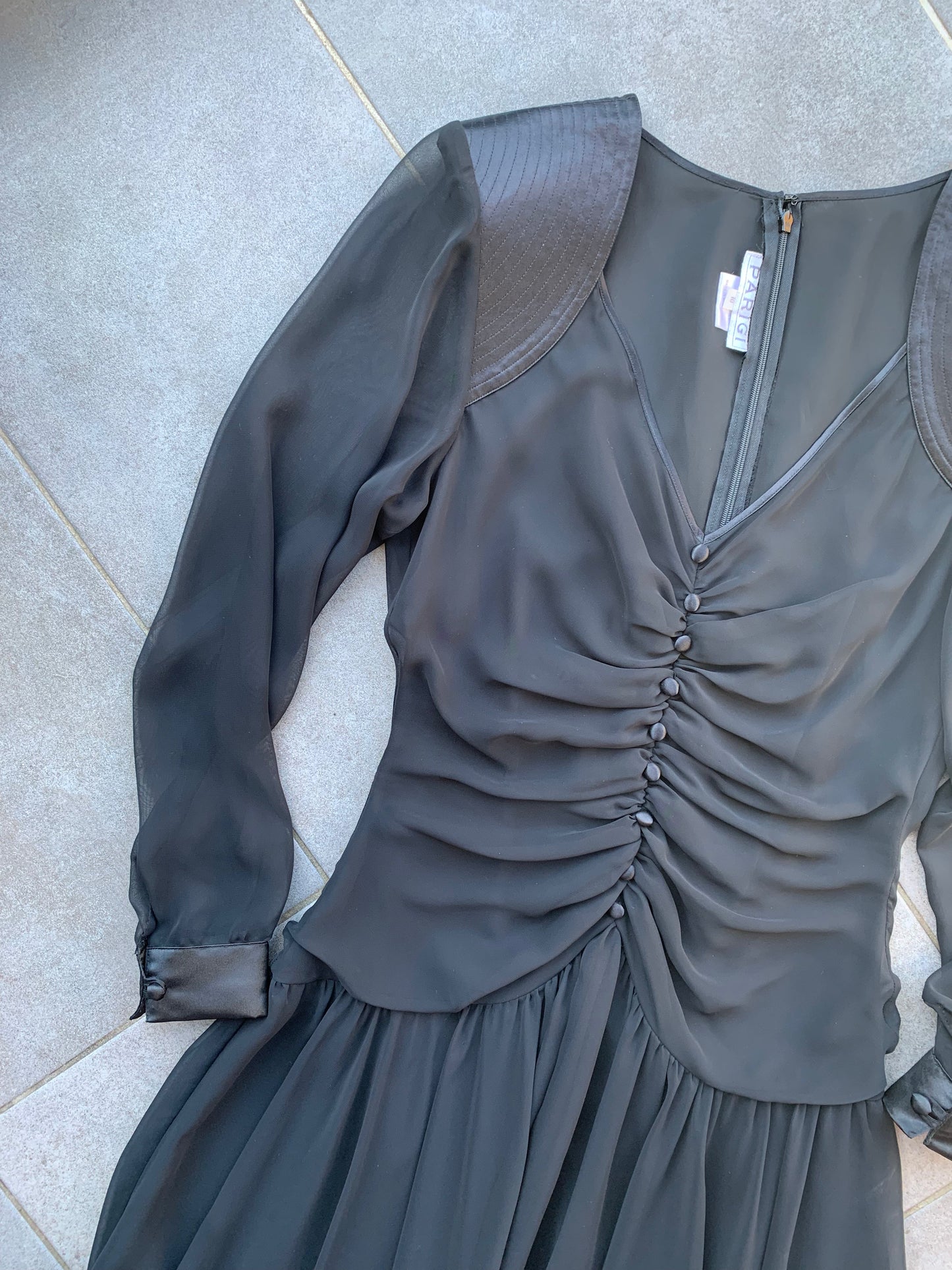 80s Vintage 'Parigi' Drop Waist Midi Dress