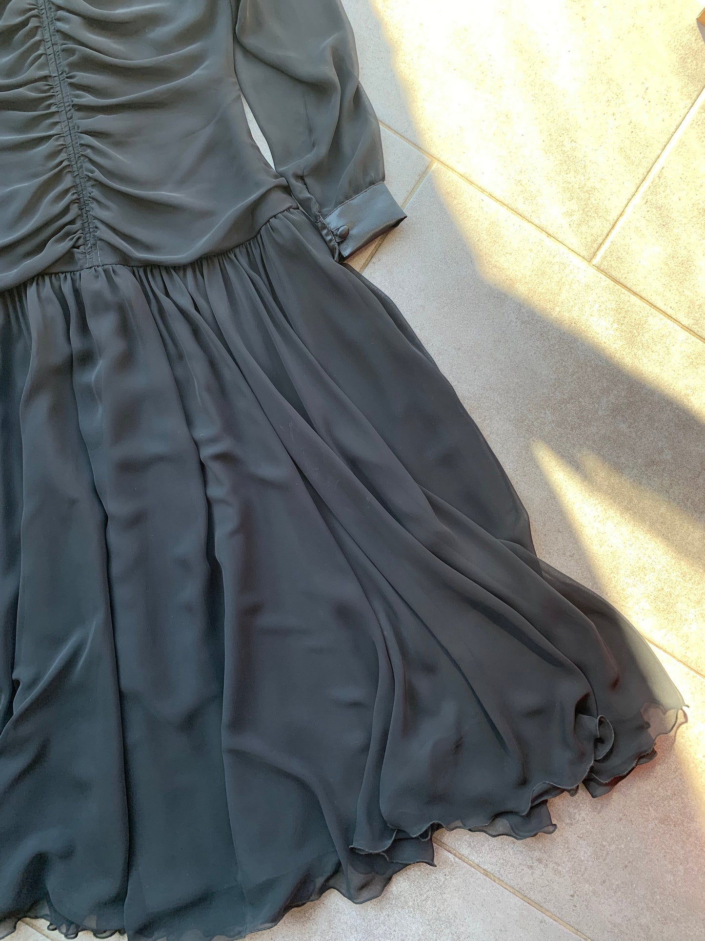 80s Vintage 'Parigi' Drop Waist Midi Dress