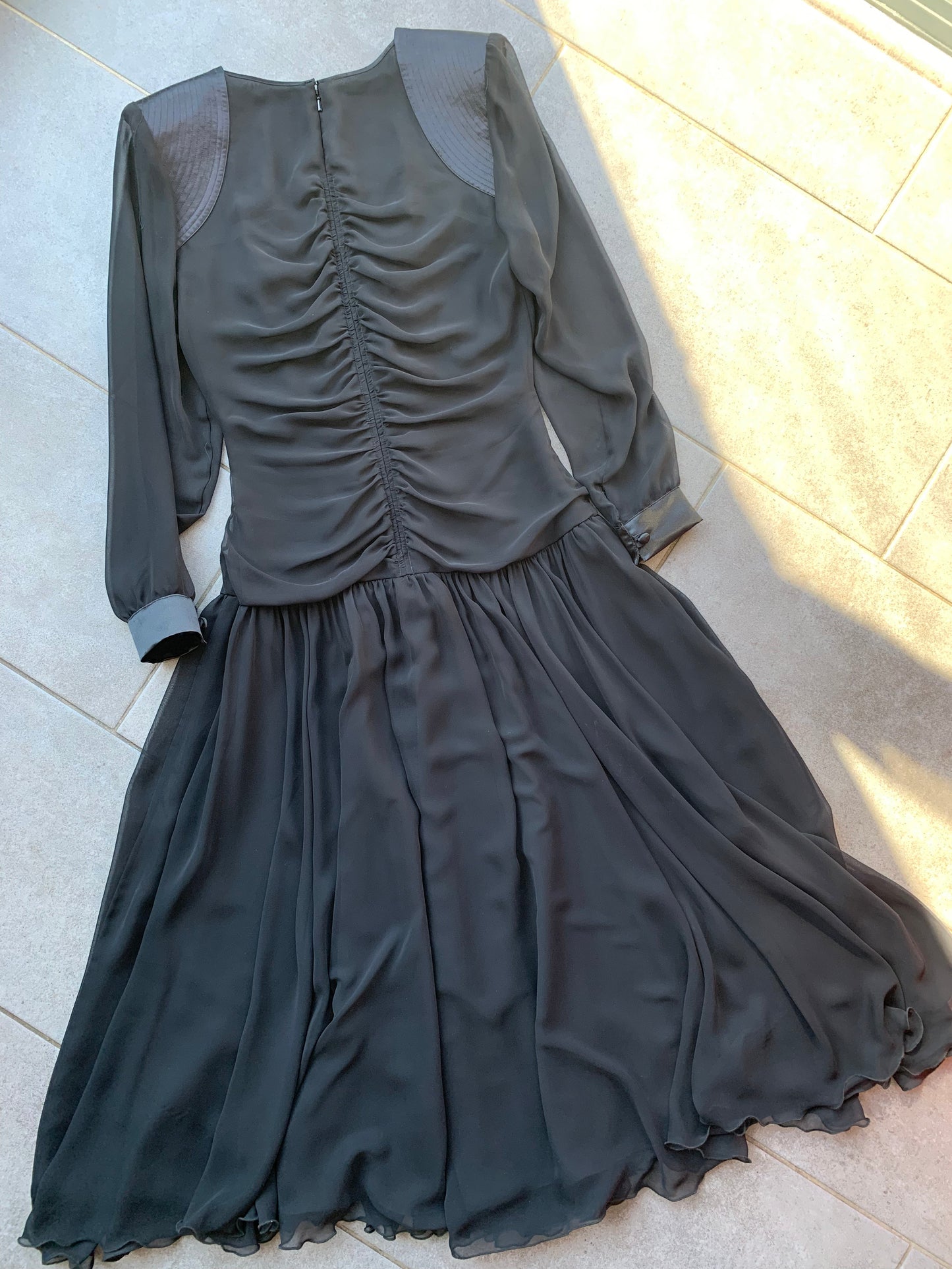 80s Vintage 'Parigi' Drop Waist Midi Dress