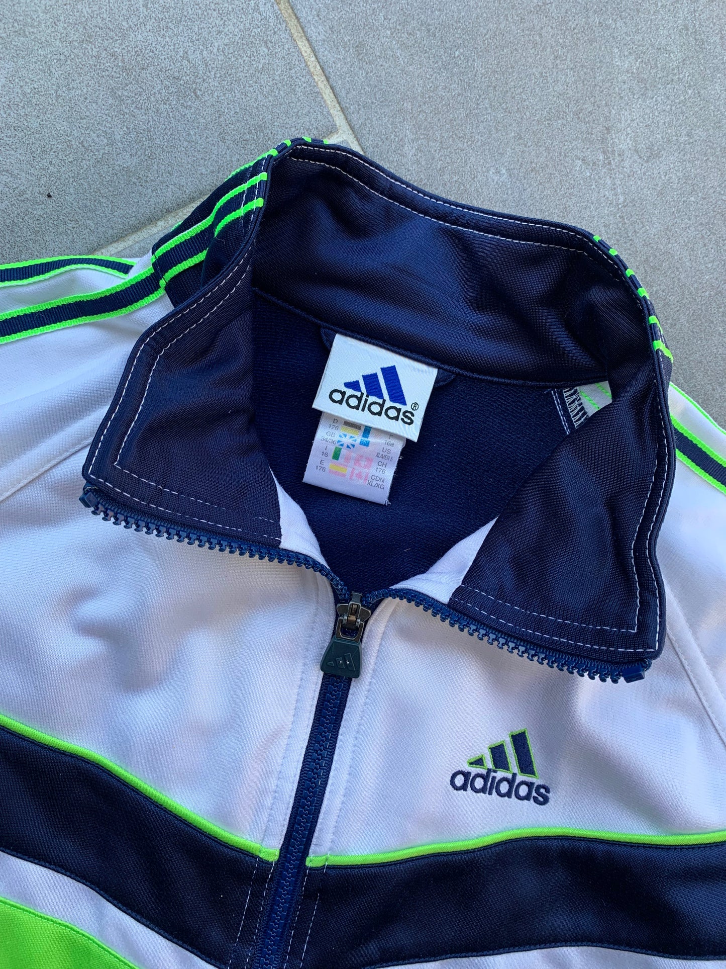 90s Vintage Adidas Navy, Green & White Track Jacket