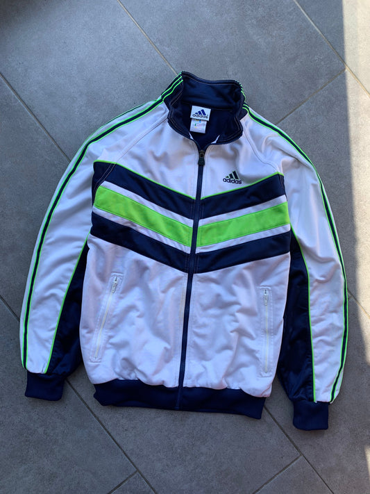 90s Vintage Adidas Navy, Green & White Track Jacket