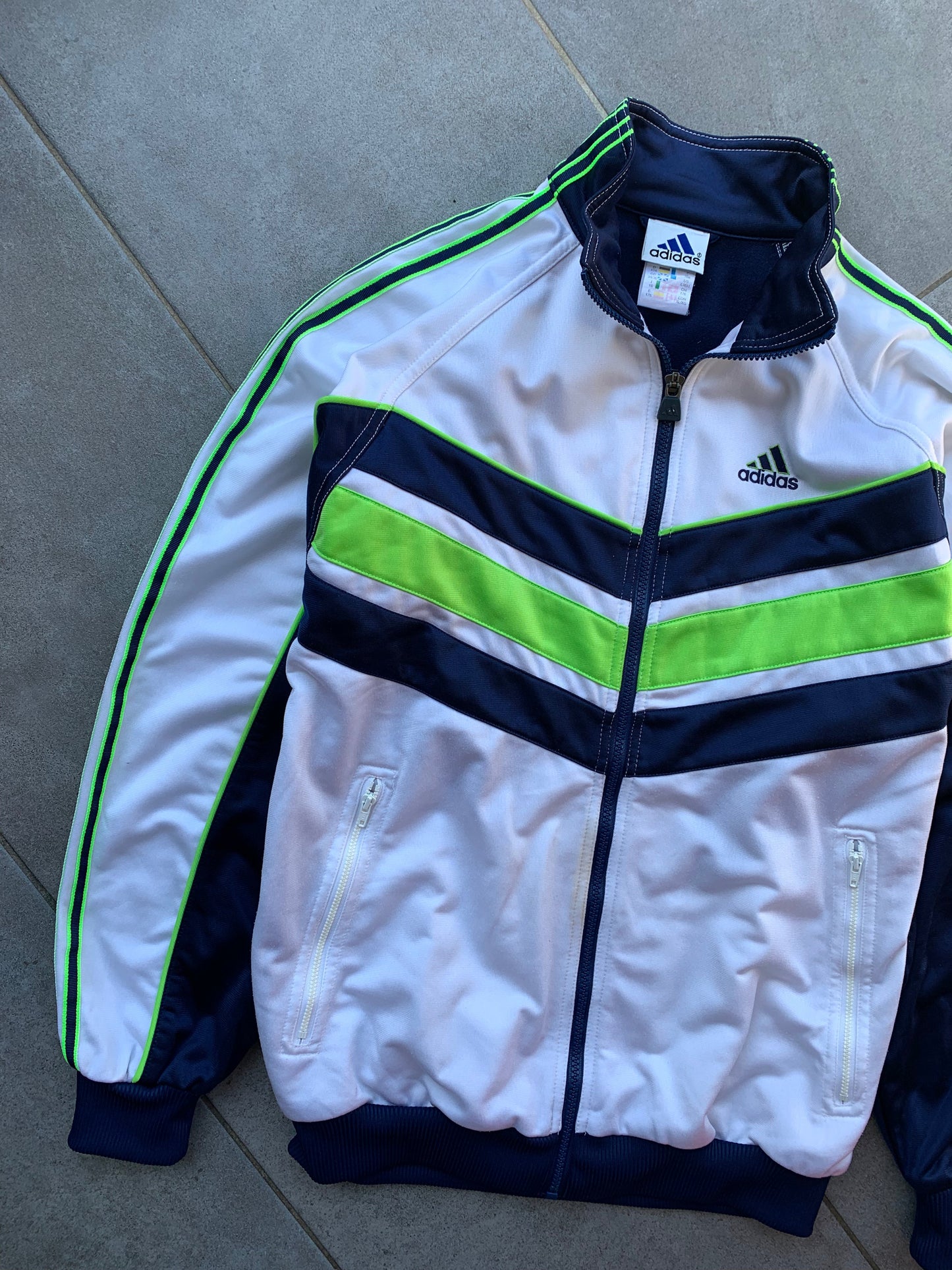 90s Vintage Adidas Navy, Green & White Track Jacket