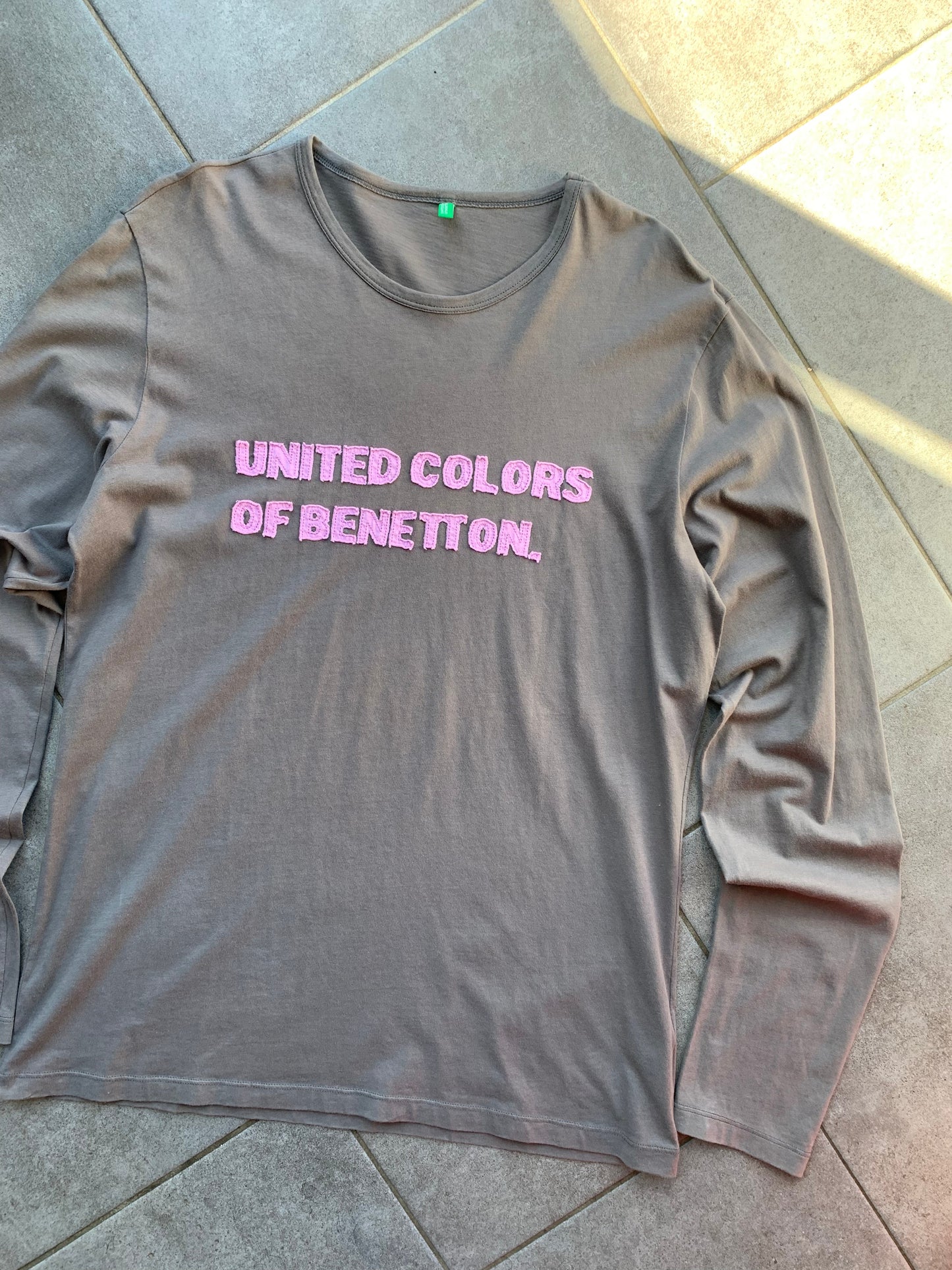 United Colors Of Benetton Grey Long Sleeve 100% Cotton T-Shirt