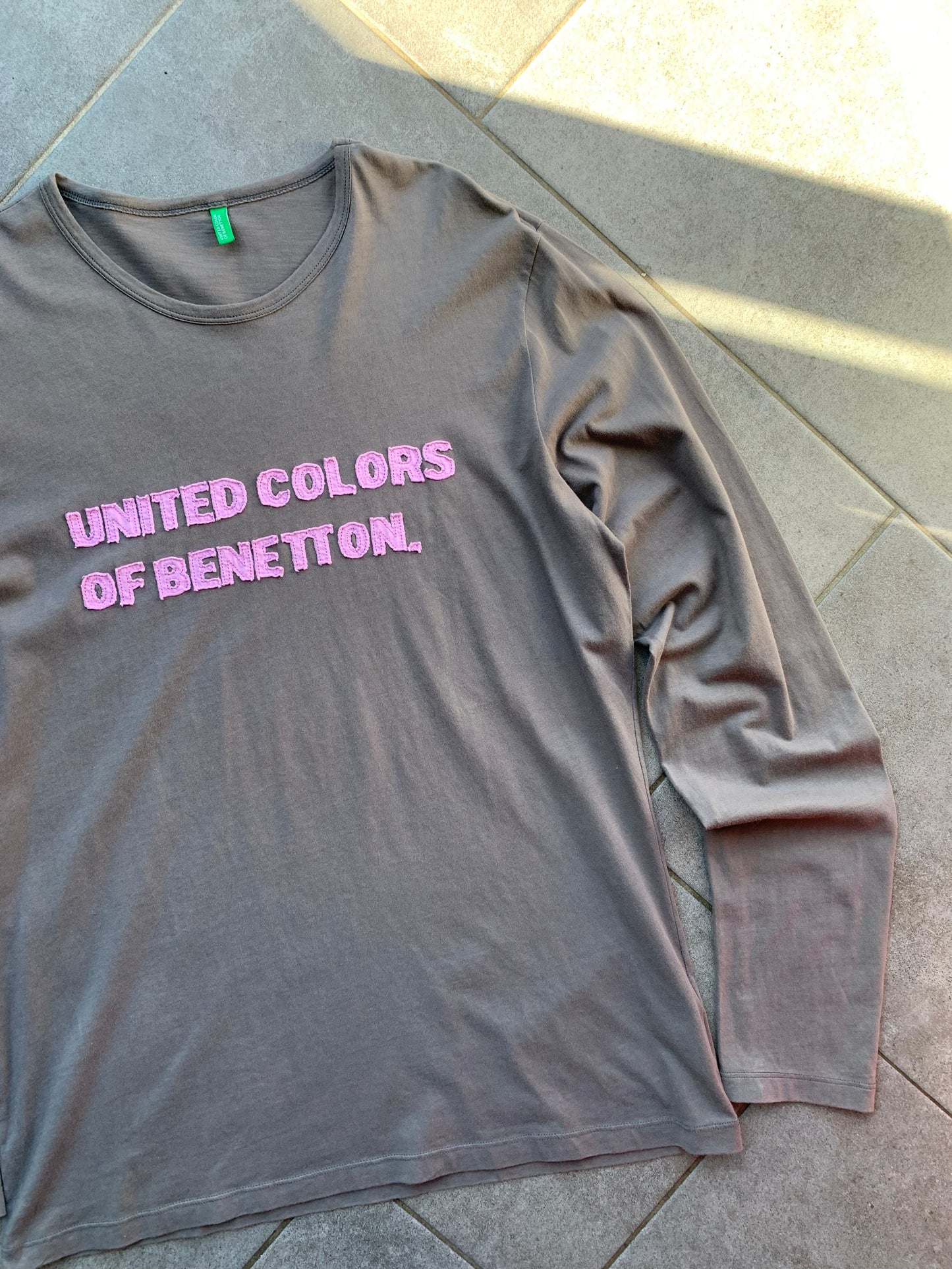 United Colors Of Benetton Grey Long Sleeve 100% Cotton T-Shirt