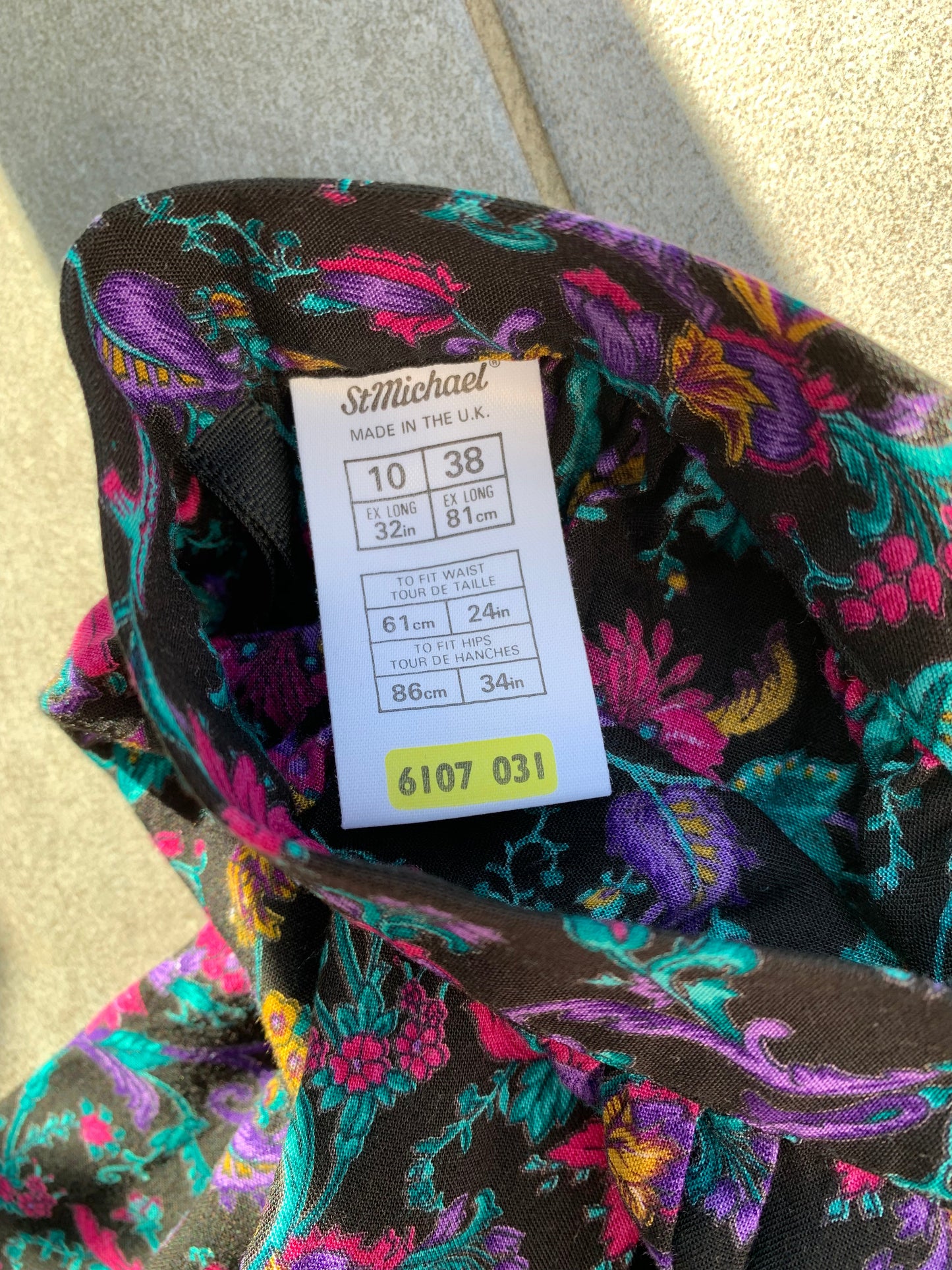 90s Vintage St Michael Dark Floral Prairie Midi Skirt