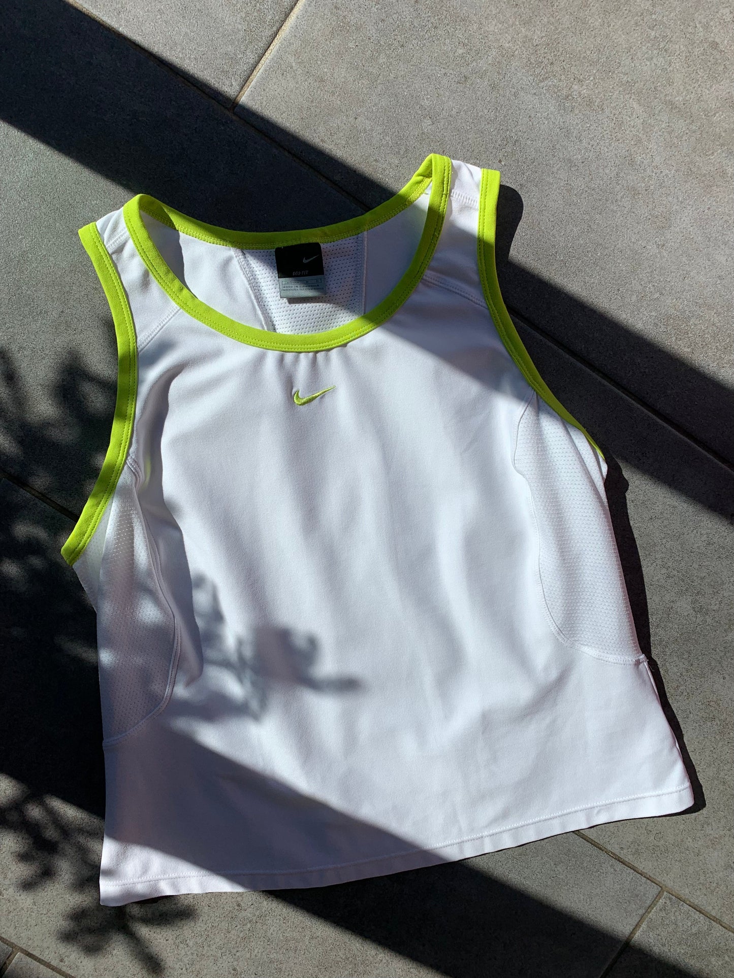 Nike 2000s White Sports Tank With Embroidered Central Swoosh