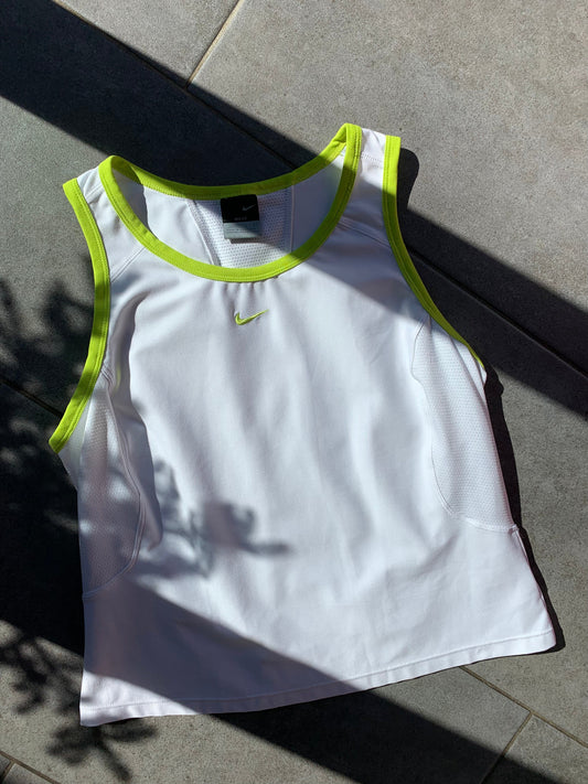 Nike 2000s White Sports Tank With Embroidered Central Swoosh