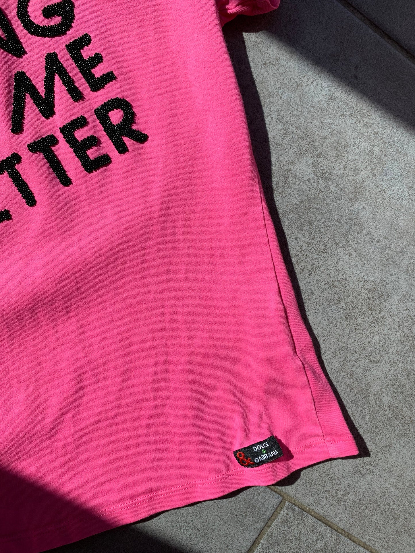 D&G Dolce&Gabbana 'Shopping Makes Me Feel Better' Pink Tee