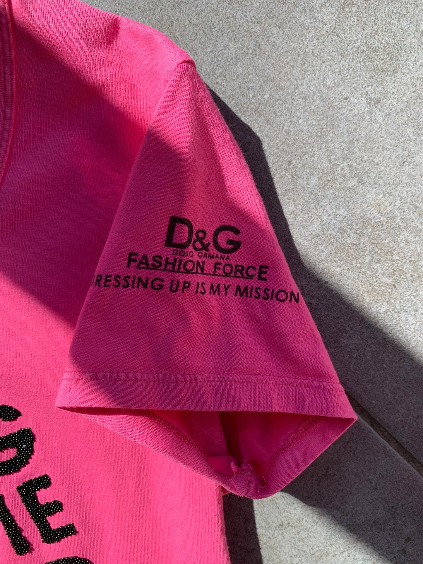 D&G Dolce&Gabbana 'Shopping Makes Me Feel Better' Pink Tee