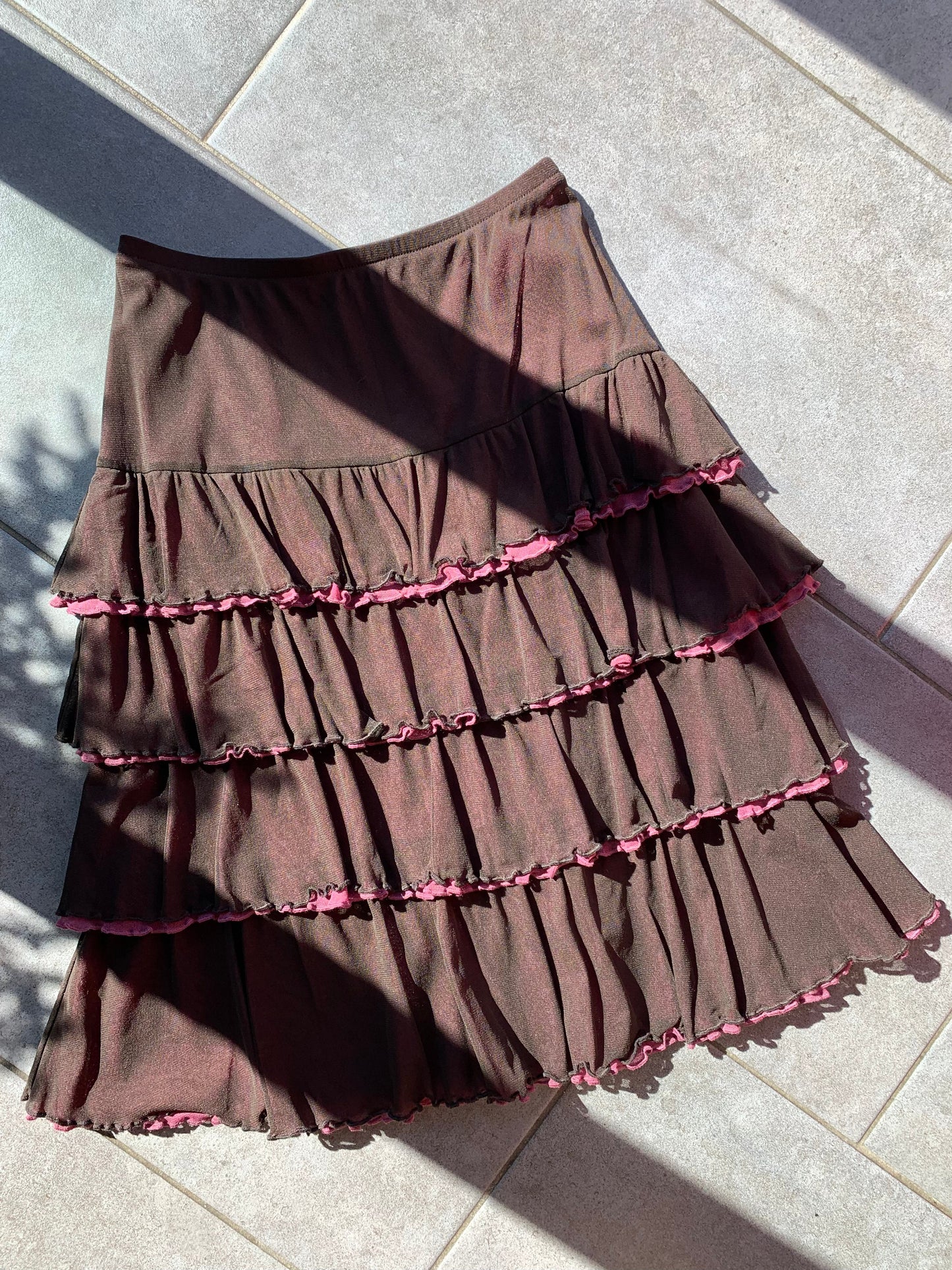 Sandwich 2000s Brown & Pink Knee Length Ra Ra Skirt