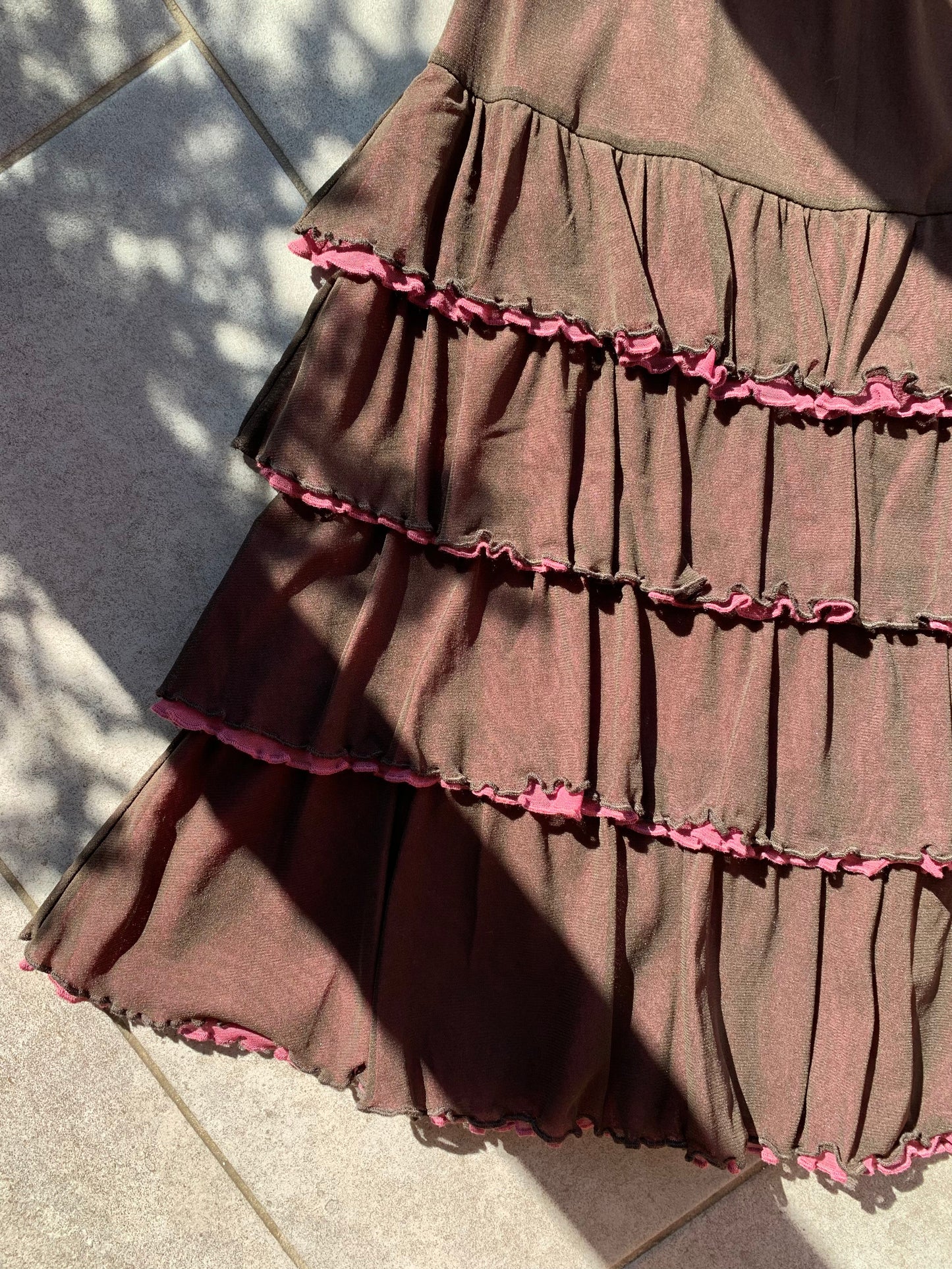 Sandwich 2000s Brown & Pink Knee Length Ra Ra Skirt