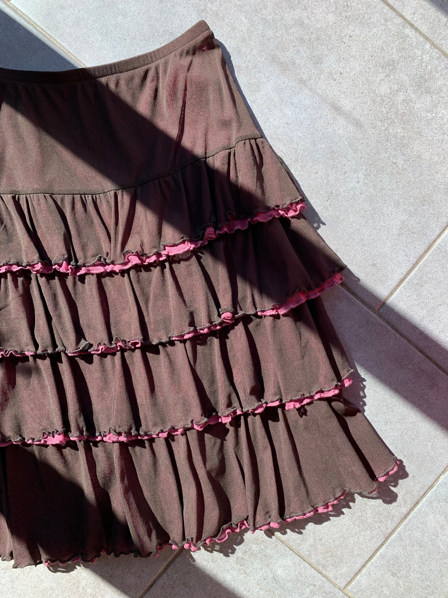 Sandwich 2000s Brown & Pink Knee Length Ra Ra Skirt