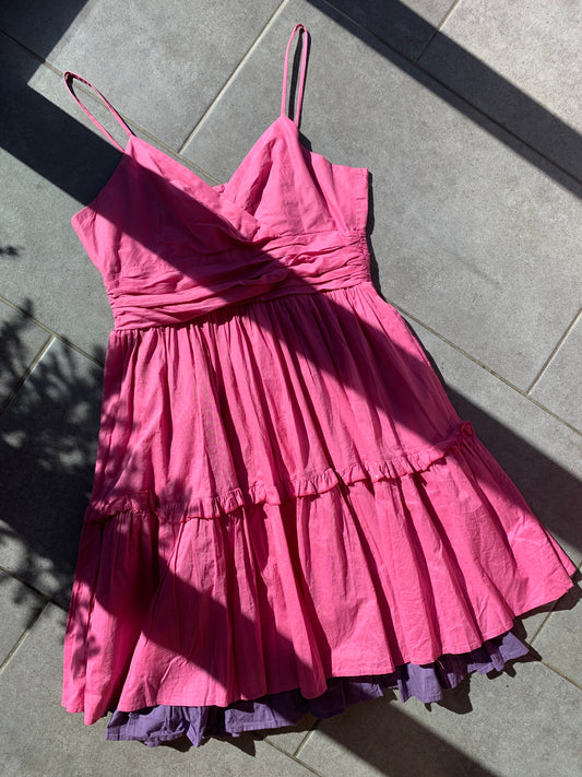 DKNY 2000s 100% Cotton Ra Ra Midi Dress