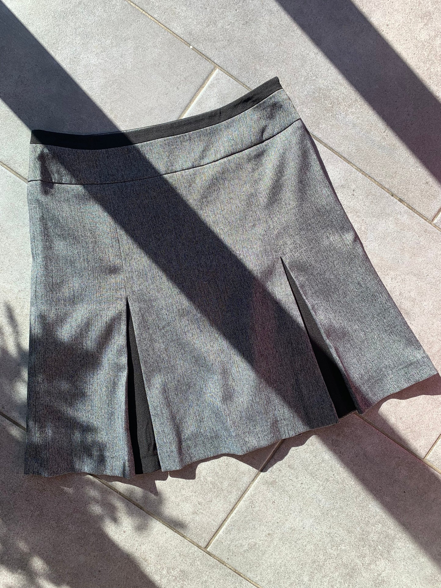 Next 2000's Grey Pleated Knee Length Skirt
