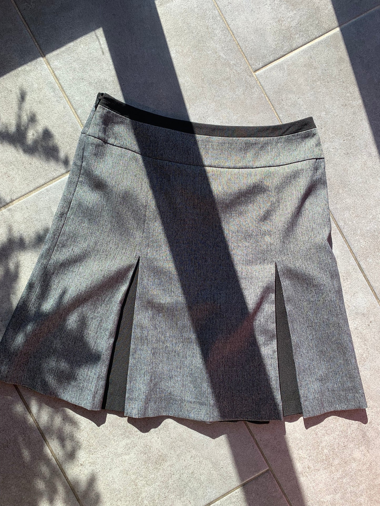Next 2000's Grey Pleated Knee Length Skirt