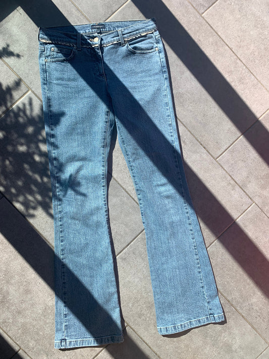 Burberry Nova Check Trim Flared Jeans