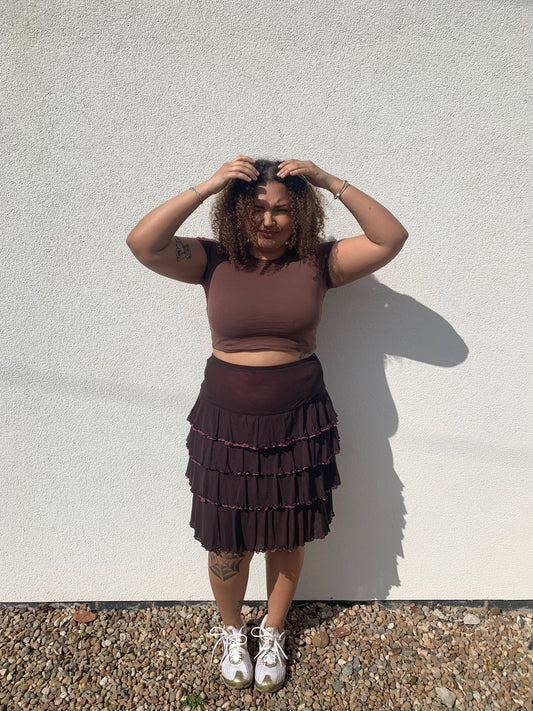 Sandwich 2000s Brown & Pink Knee Length Ra Ra Skirt