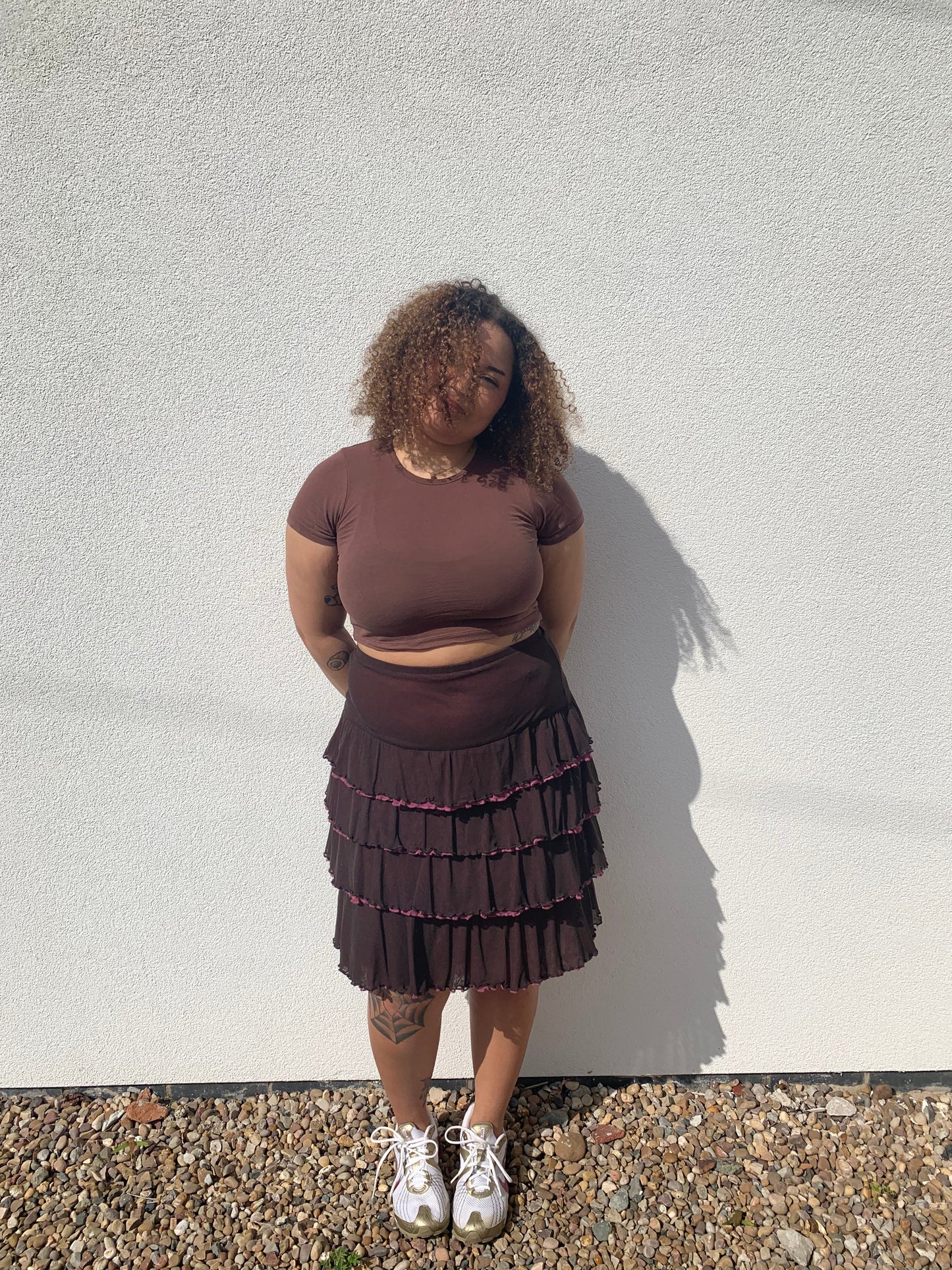Sandwich 2000s Brown & Pink Knee Length Ra Ra Skirt