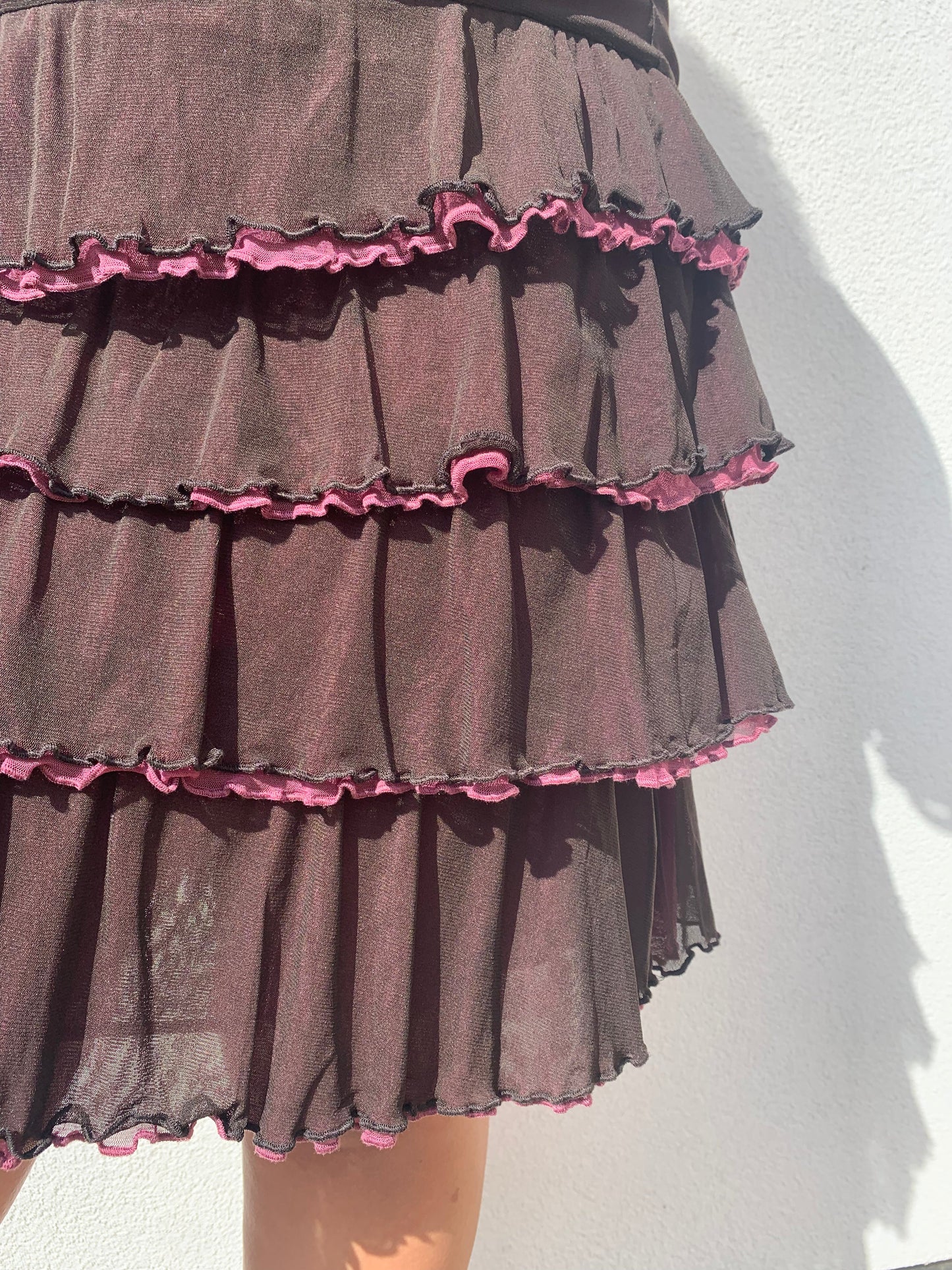 Sandwich 2000s Brown & Pink Knee Length Ra Ra Skirt
