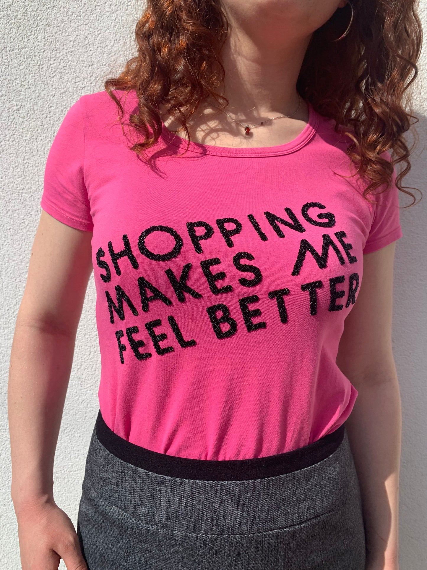 D&G Dolce&Gabbana 'Shopping Makes Me Feel Better' Pink Tee