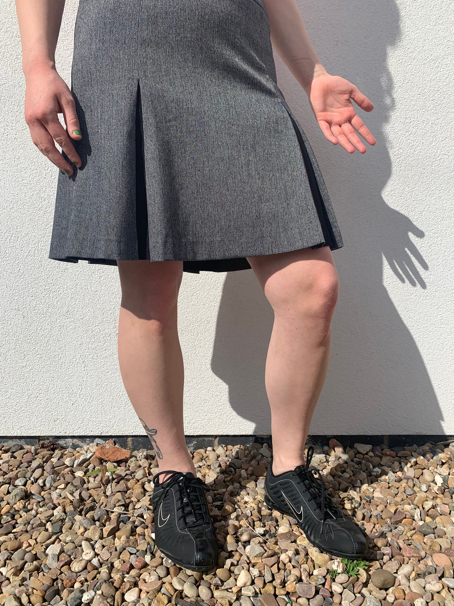 Next 2000's Grey Pleated Knee Length Skirt