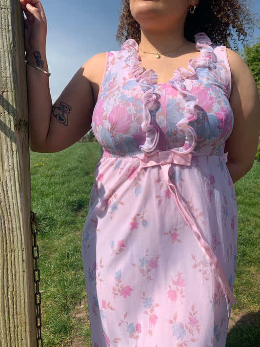 60s Vintage St Michael Pink Floral Nightdress
