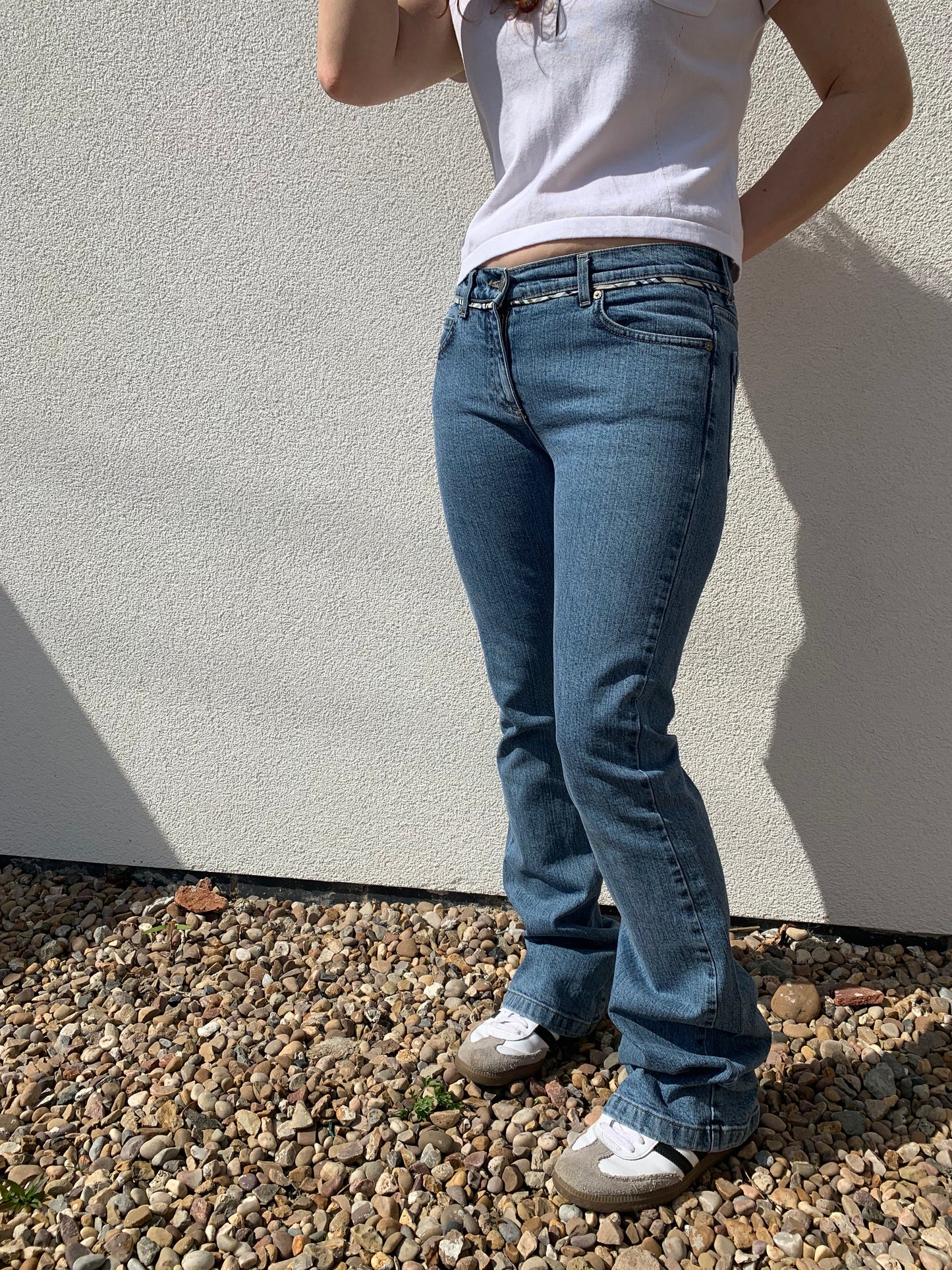 Burberry Nova Check Trim Flared Jeans