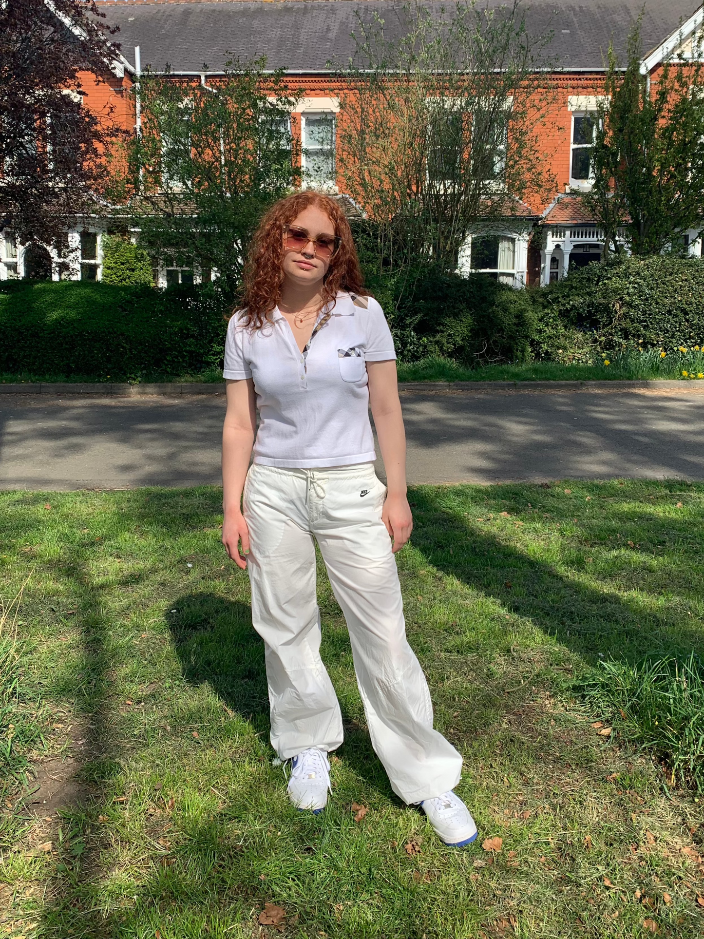 Nike 2000s White Cargo Style Trousers