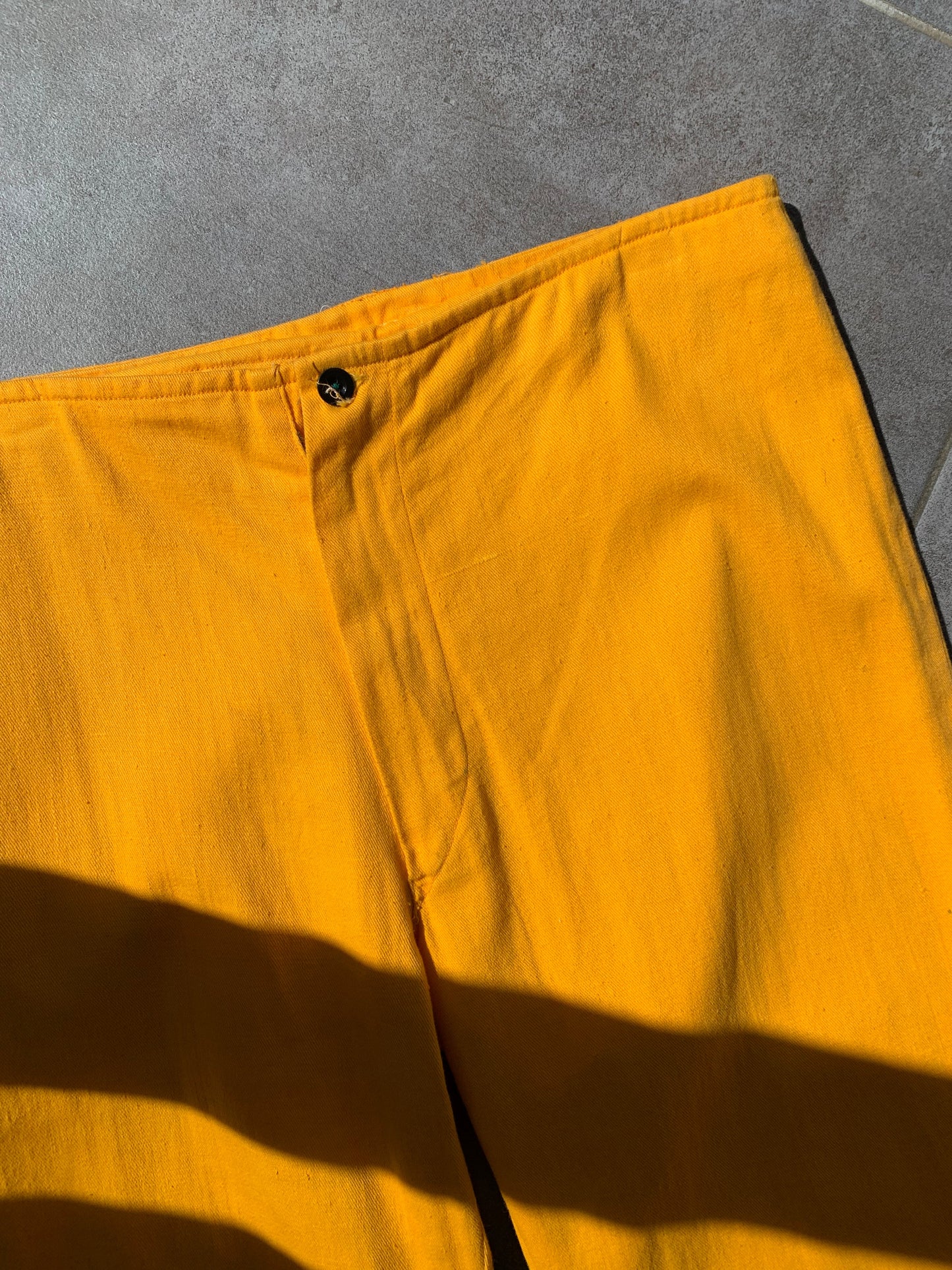 70s Vintage Yellow Embroidered Flares