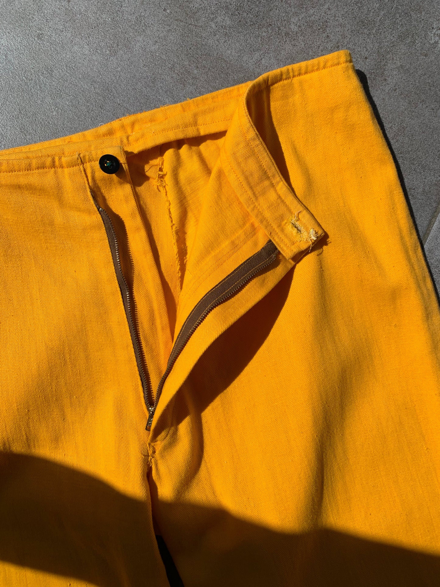70s Vintage Yellow Embroidered Flares
