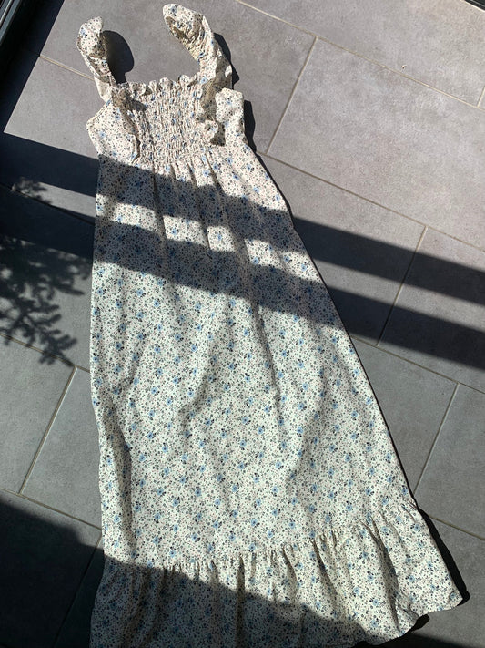 70s Vintage St Michael Micro Floral 100% Cotton Prairie Maxi Dress