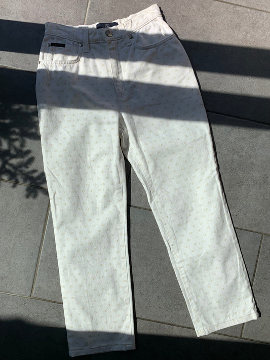 Valentino 2000s All Over Design High Waist White Jeans