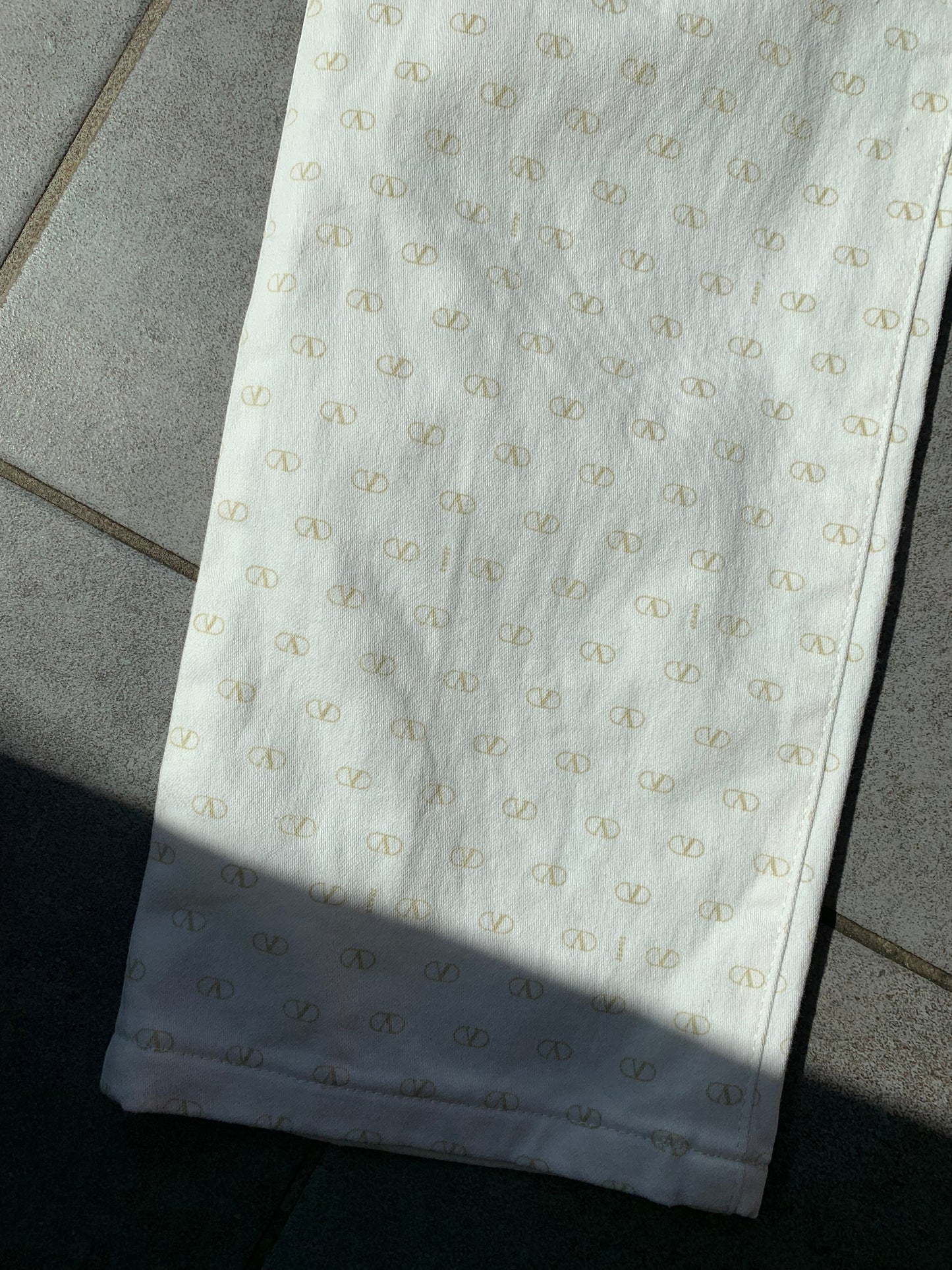 Valentino 2000s All Over Design High Waist White Jeans
