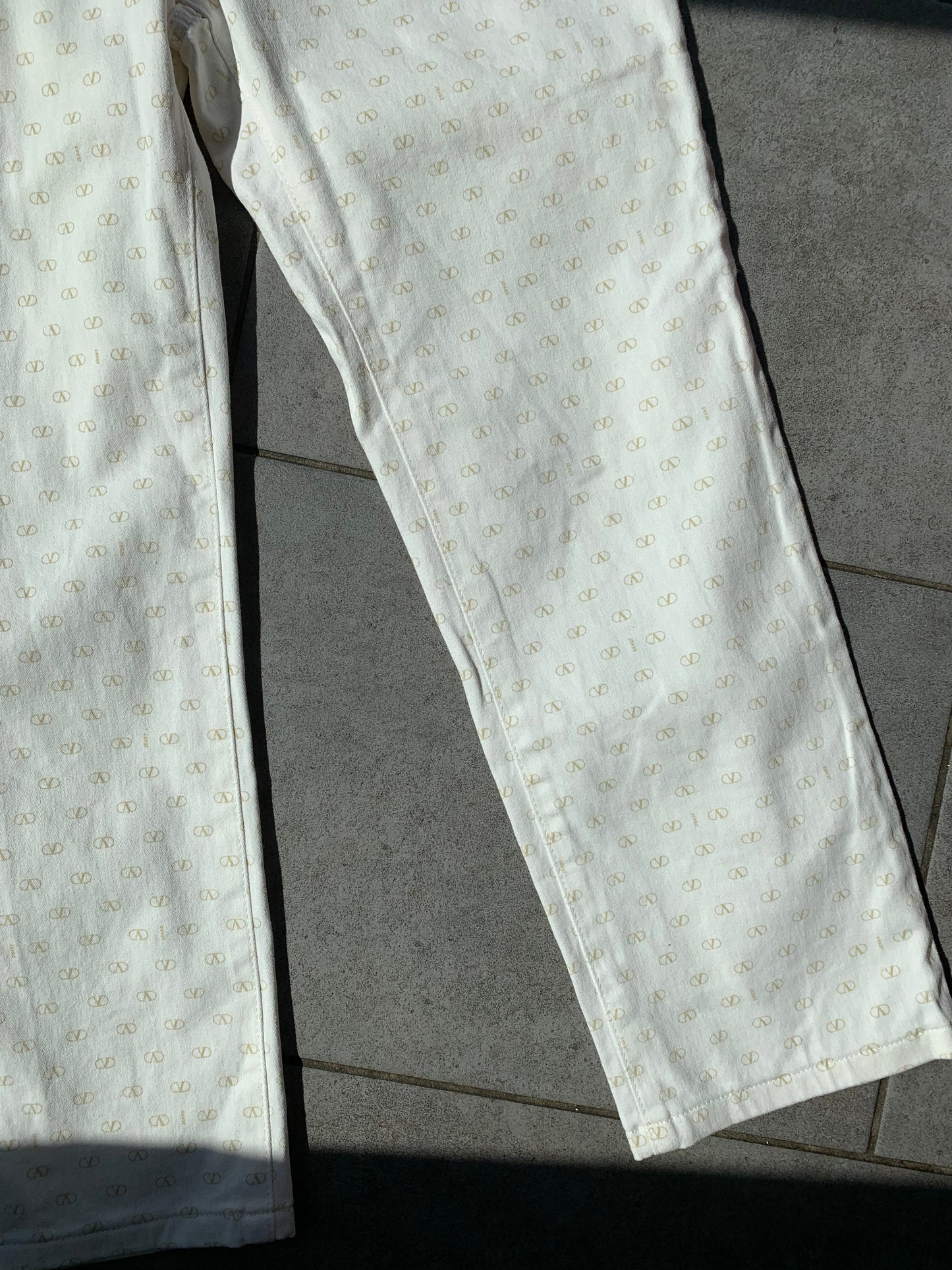 Valentino 2000s All Over Design High Waist White Jeans