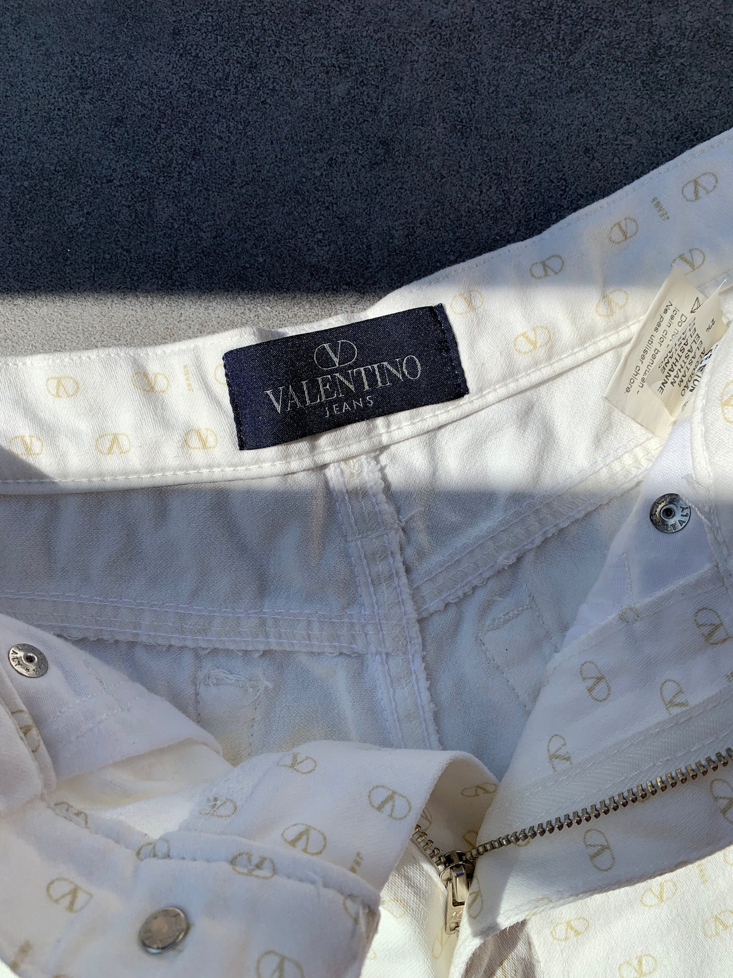 Valentino 2000s All Over Design High Waist White Jeans