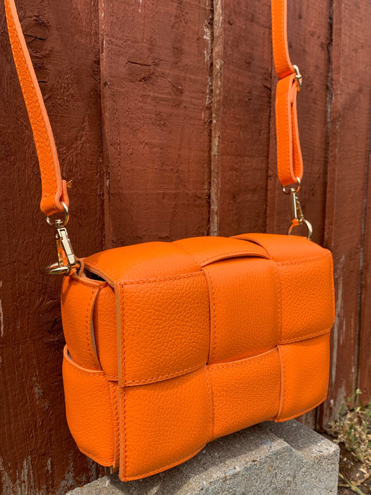 LRM Goods Orange Lucia Woven Cross Body Bag